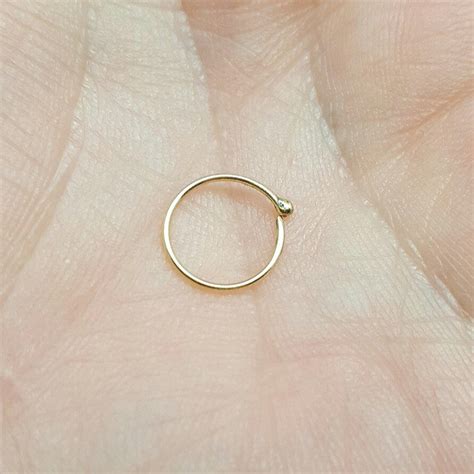 Tiny 18k Gold Nose Ring 18k Solid Gold Earrings One Ring Or Etsy