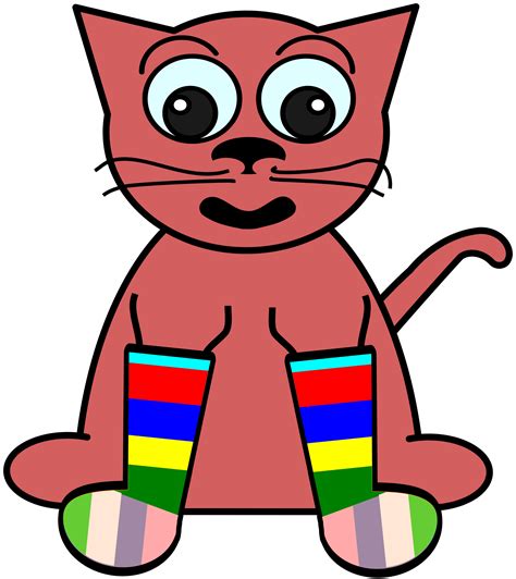 Clipart Cartoon Cat In Rainbow Socks