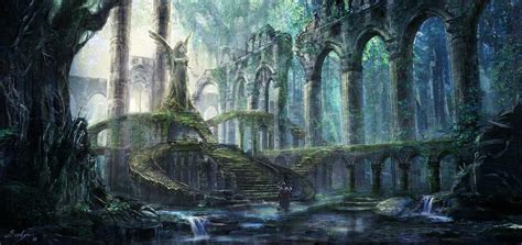 Ruins In The Forest By Evelynlife On Deviantart Fantasy Landscape
