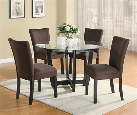 Modern Round Dining Room Set With Brown Chairs Casual