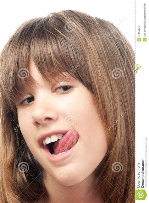 Teenage Girl Licking Her Lips Stock Image Image 21234849