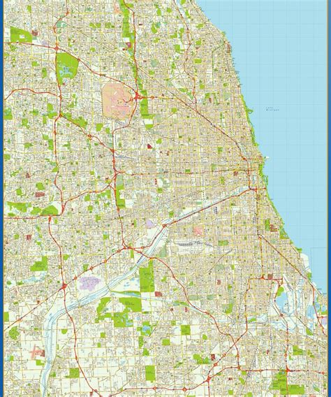 Chicago Vector Map Eps Illustrator Vector City Maps Usa America Eps