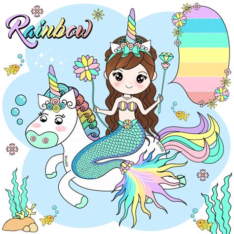 You can find here 6 free printable coloring pages of unicorn mermaid. Premium Vector | Cute mermaid riding a unicorn in the sea