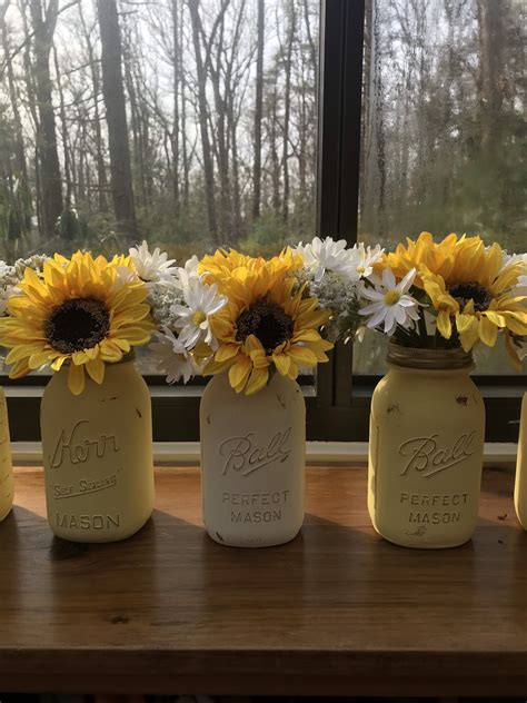 Mason Jar Sunflower Centerpieces Sunflowers Sunflower Etsy Sunflower Centerpieces Sunflower