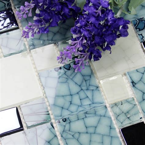Blue and white kitchen tiles. Crystal Glass Mosaic Kitchen Tiles Washroom Backsplash ...