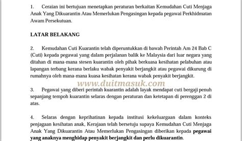 Pdpr Online Kemudahan Cuti Menjaga Anak Yang Dikuarantin