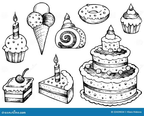 Cakes Drawings Collection Stock Vector Illustration Of Flavour 22439034