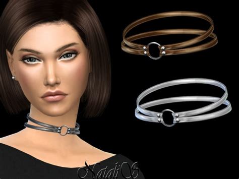 The Sims Resource Double Leather Choker By Natalis • Sims 4 Downloads