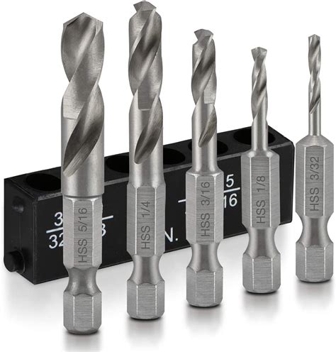 New 5 Piece Neiko Stubby Drill Bit Set For Metal 14 Inch Quick Change