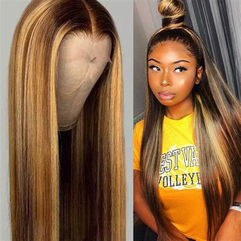 Straight Brazilian Honey Blonde 427 Highlight 13x6 Lace Front Wig