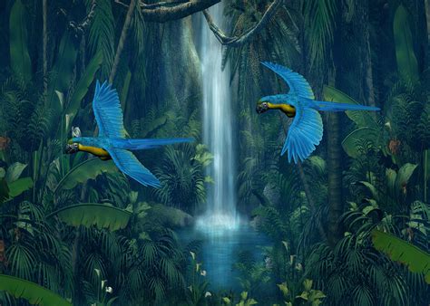Jungle Waterfall Digital Art By Walter Colvin