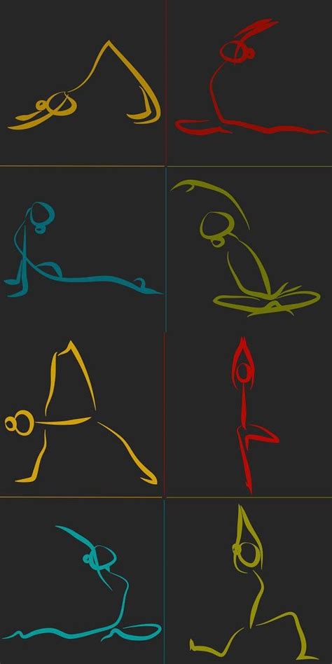 Yoga Poses Yoga Stick Figures Yoga Poses Illustration Pattern