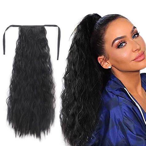 14 32 Inch Curly Human Hair Ponytail Laceribbon Ponytail Extensions