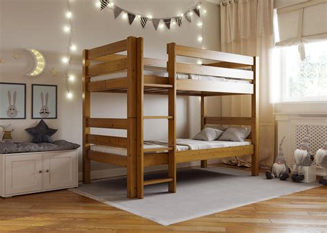 Extra Strong Wooden Bunk Bed With Thick Slats Reinforced Beds
