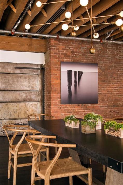 Loft Dining Room With Exposed Brick Walls Modern