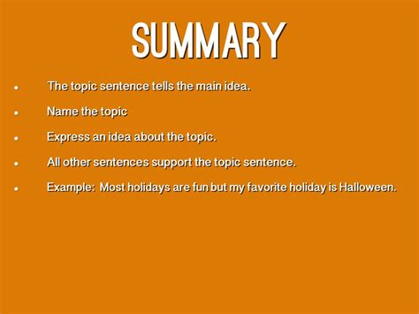 Creating A Topic Sentence By Lia Mckay