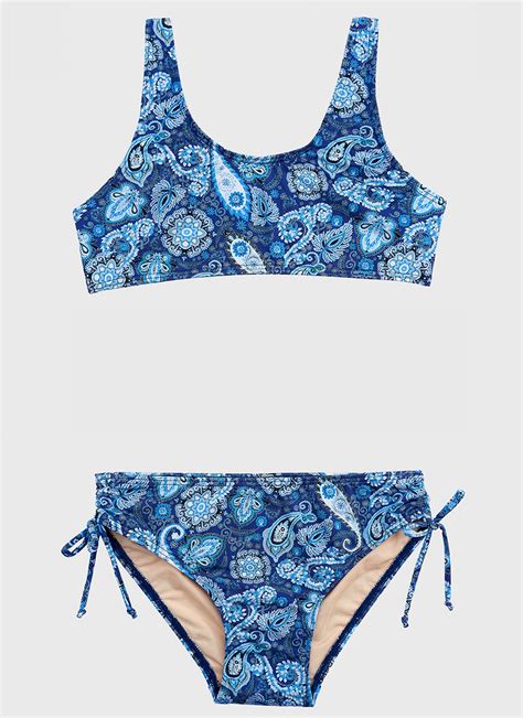 Aqua Blu Teen Girls Active Bikini Set Laurel Splish Splash Swimwear