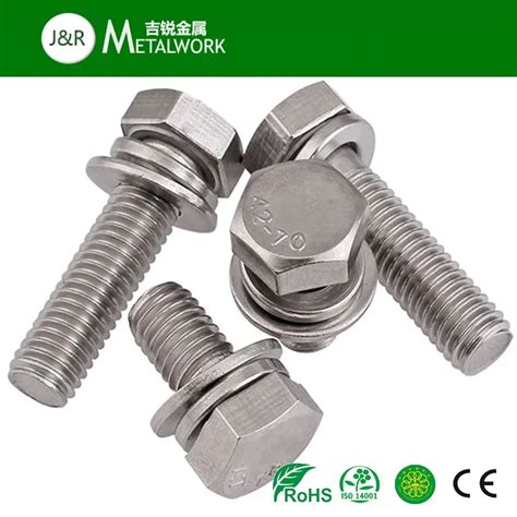A2 A4 Ss304 Ss316 Stainless Steel Hex Head Bolt With Nut With Washer