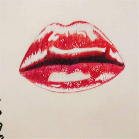 lips drawing red pencil drawing and illustration pe