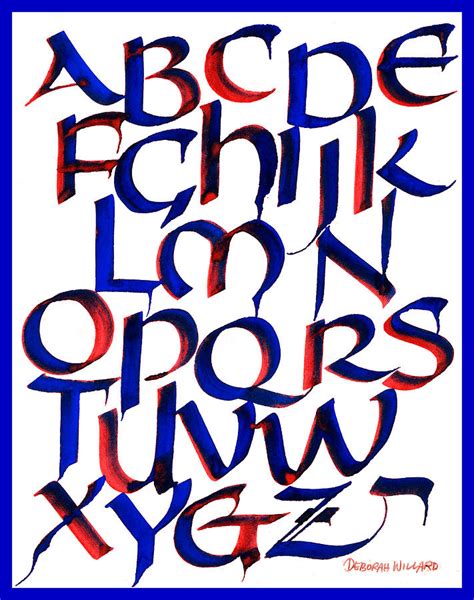 Uncial Alphabet In Red And Blue Drawing By Deborah Willard Fine Art