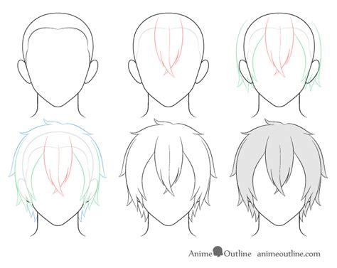 This one shows you how to draw four different types of curls. How to Draw Anime Male Hair Step by Step - AnimeOutline in ...
