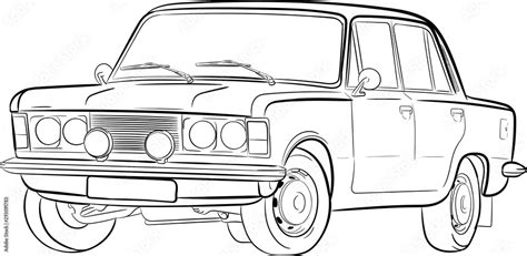 Fototapeta Szkic Car Sketch Samochód Auto Duży Fiat Fiat 125p