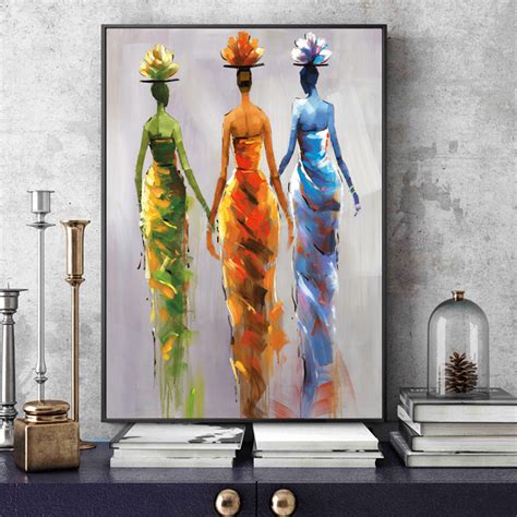 Abstract African Women Wall Art Canvas Paintings Modern Colorful Pop