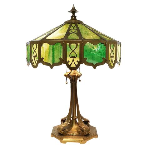 American Art Nouveau Stained Glass Lamp At Stdibs