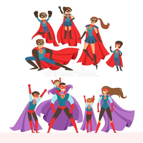 Familia De Super Héroes Ilustración Del Vector Ilustración De Martes