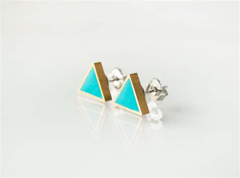 Turquoise Triangle Stud Earrings Etsy