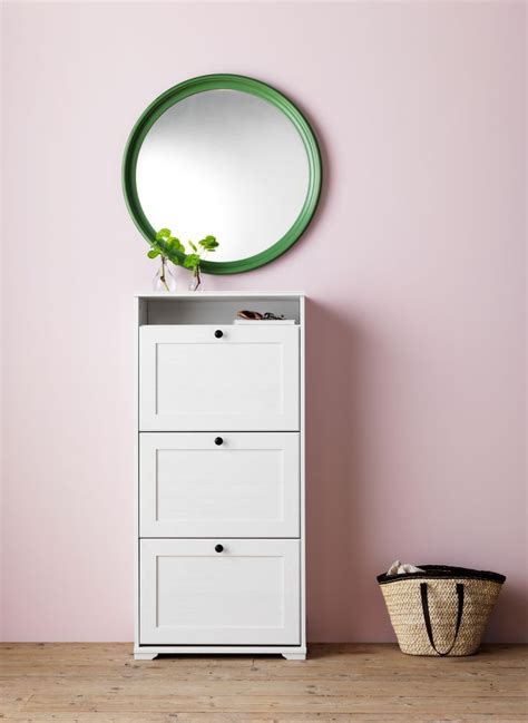 This one fit behind our front door perfectly. Image result for ikea brusali shoe cabinet hack | Ikea ...