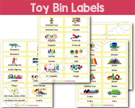 Toy Bin Labels Yellow Printable For Classroom Or Playroom Baskets
