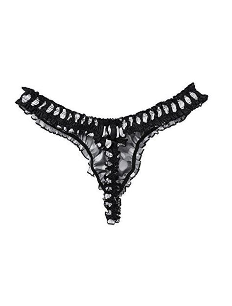 Buy Msemis Men S Satin Silk Ruffled Frilly Sissy Panties Thongs Underwear Bikini Briefs