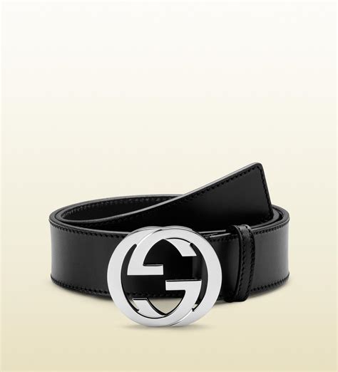 Gucci unisex interlocking g buckle logo embossed leather belt (110) black. Gucci Leather Belt With Interlocking G Buckle in Black for ...