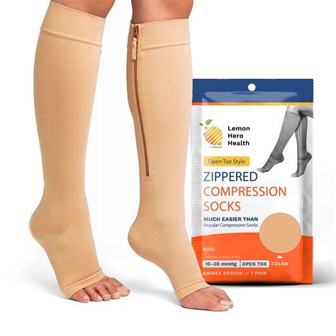 Buy Lemon Herocompression Socks For Women 15 20 Mmhg Open Toe Zippered Compression Stockings