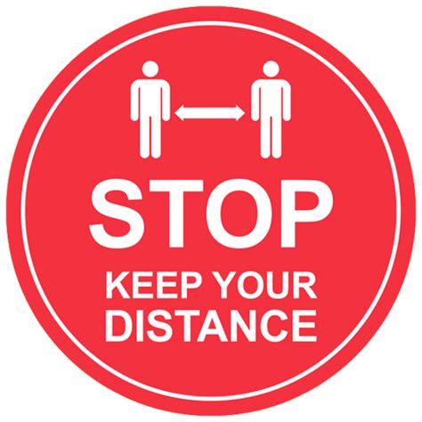 Stop Keep Your Distance Red Floor Graphic Circle 17 Abc