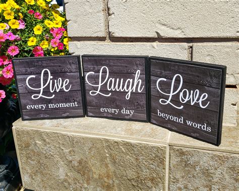 Live Laugh Love Wood Sign Live Every Moment Laugh Every Day Etsy