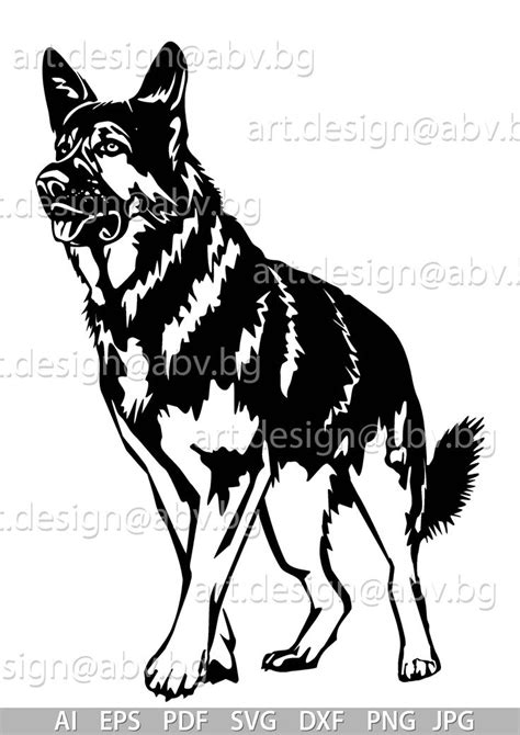 Vector Dog German Shepherd Ai Png Pdf Eps Svg Dxf  Etsy German
