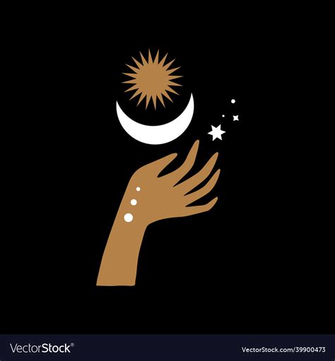 Magical Witch Hand Hands Holding Crescent Moon Vector Image