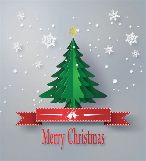 Merry Christmas Greeting Card With Origami Made Christmas Tree 585735