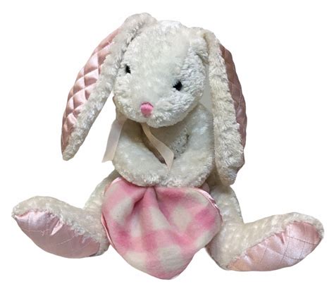 Commonwealth Bunny Rabbit Plush Rare Pink Satin Ears Feet Fleece Baby