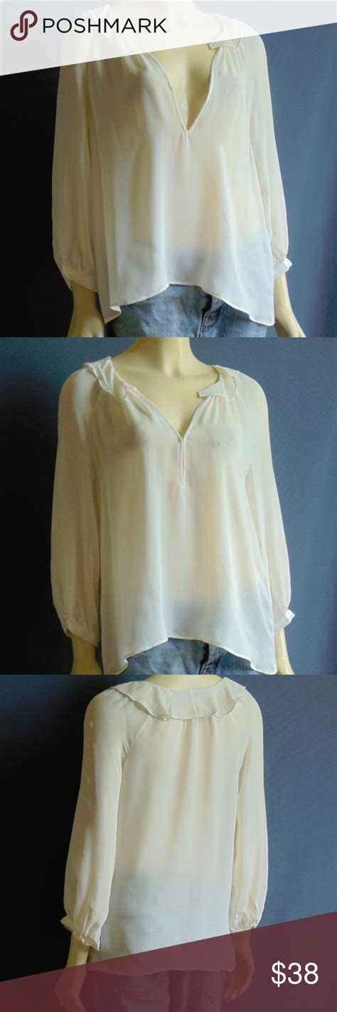 Joie Ivory Sheer Silk Popover Top M Clothes Design Fashion Popover Top