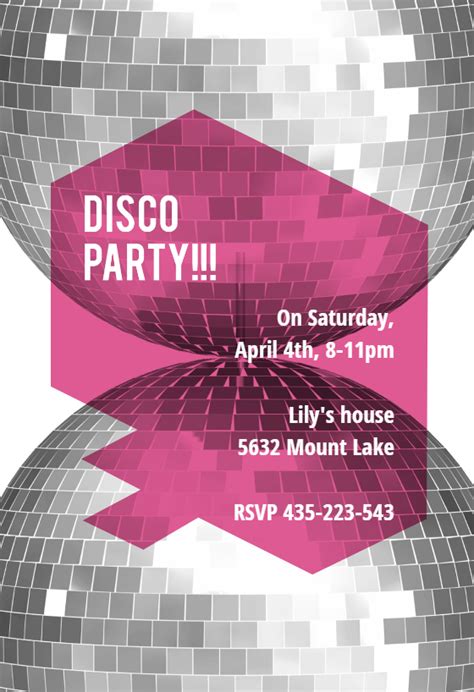 modern disco party printable party invitation template