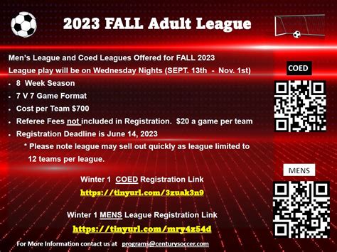 fall 2023 adult leagues century fc