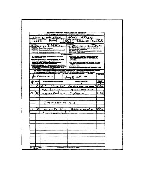 Figure 13 Da Form 2404 Used For Maintenance Services And
