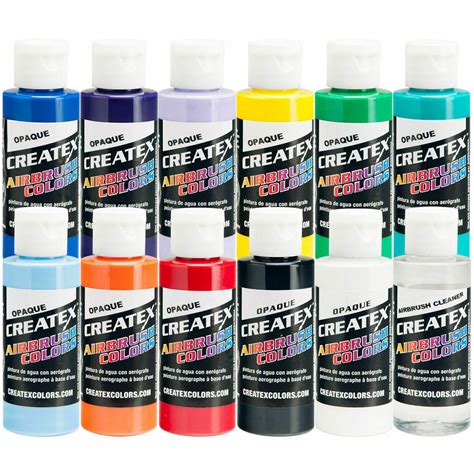 Createx 12 Color Opaque Airbrush Paint Set 2 Oz Bottles 11 Colors