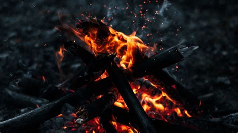 Wallpaper Bonfire Fire Sparks Smoke Firewood Hd Picture Image