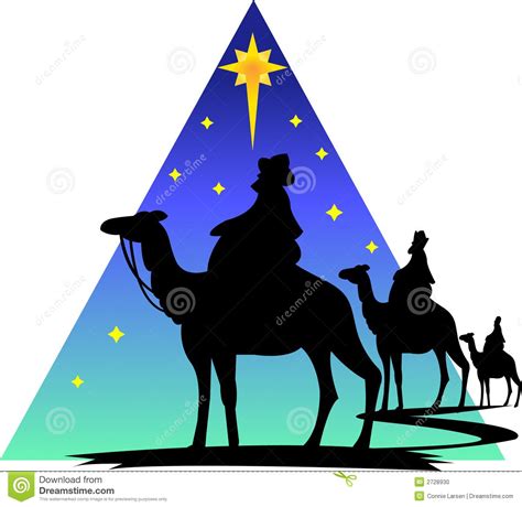 Three Wise Men Clip Art Illustration Of The Three Wisemen Following