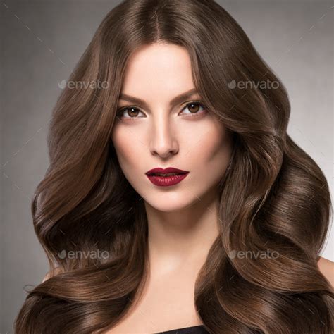Beautiful Brunette Hairstyle Healthy Hair Woman Portrait Stock Photo By