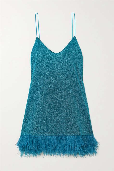 OsÉree Lumière Feather Trimmed Stretch Lurex Mini Dress Net A Porter